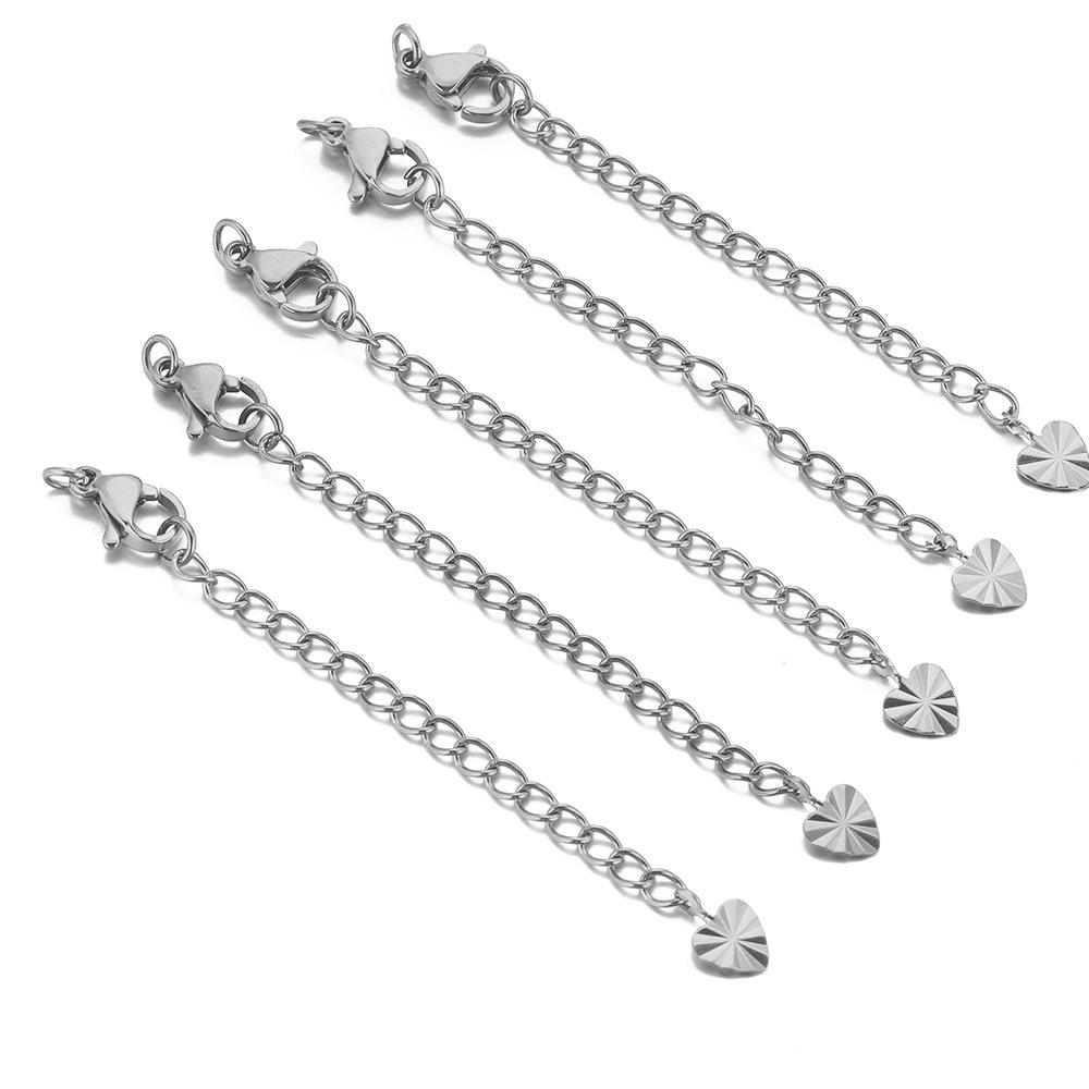Stainless Steel & Titanium Necklace Extension with Lobster Clasp & Beaded Tail - DIY Accessory Set