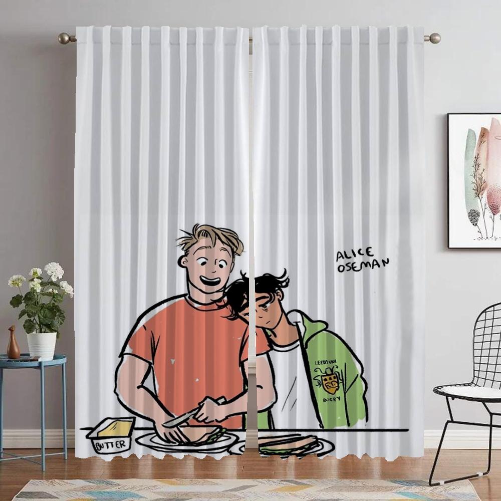 Heartstopper Curtains Child Room Blackout Curtain for Room 2 Panel Shades Tulle for Bedroom Halloween Decoration Partition Home