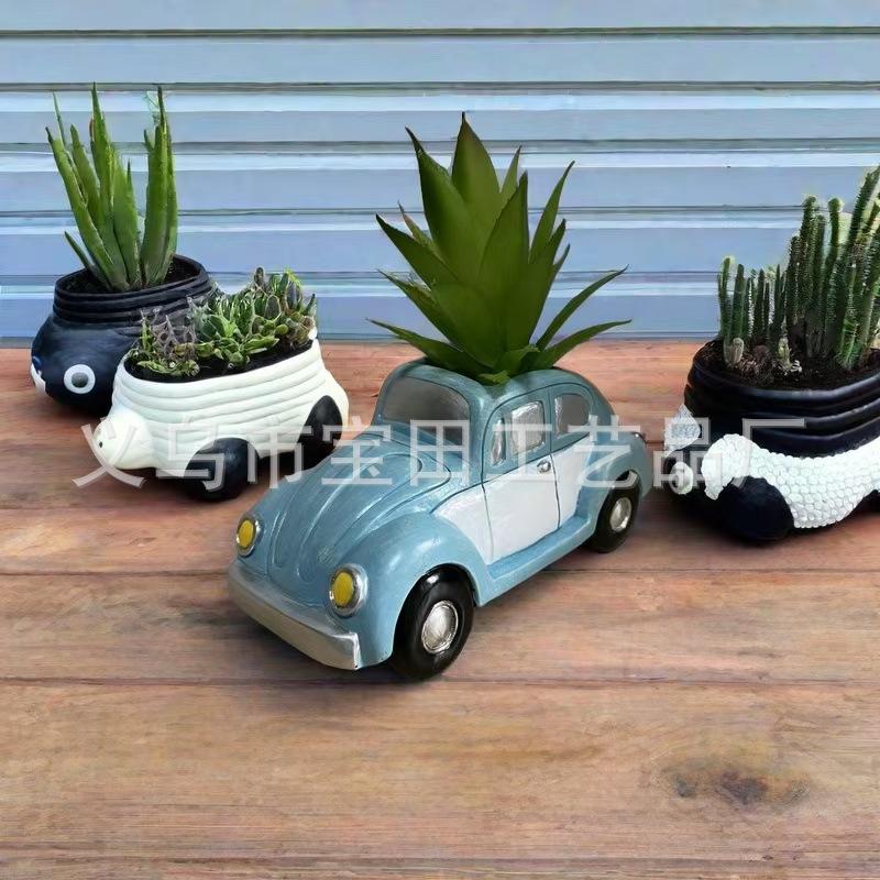 Kreativní retro auto květináč světlo pryskyřičná dekorace květináče, vhodné pro dekoraci dvora domácí zahrady