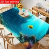 1pc Vibrant Underwater Castle Tablecloth - Dreamlike Turquoise Table Cover with Fairytale Architecture Design, Reusable & Easy to Clean for Ocean-Them