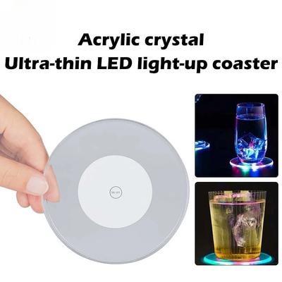 LED-Untersetzer Acryl-Becherhalter Becherständer Licht Bar Matte Tisch Tischset Party Getränk Glas Kreative Pad Runde für Wohnkultur