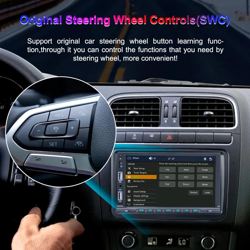 TOYOUSONIC 7 inch Car Radio Carplay Android Auto Multimedia Player FM AUX Input BT TF Mirror Link Universal 1 Din MP5 Head Unit