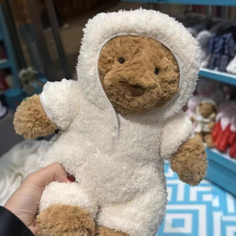 Cartoon Bodysuit Bathrobe Little Bear Light Brown Cute Stuffed Doll Soft And Comfortable Toys Outfit Change Doll Periphery Gifts
