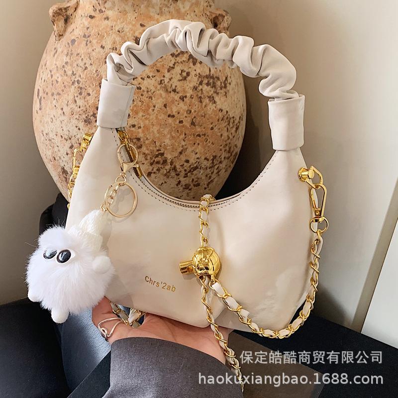 Niche Design Bag Women's Spring Summer 2025 New Fashion Chain Shoulder Messenger Bag Pleated Portable Dumpling Bag