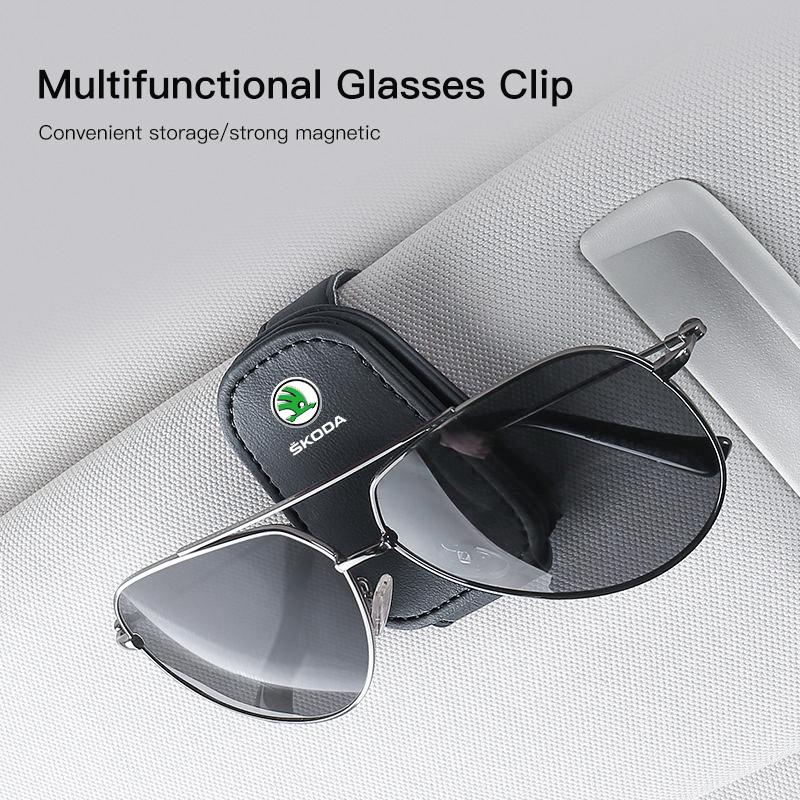 Car Sun Visor Glasses Clip Sunglasses Storage Clamp For Skoda Octavia Kodiaq Enyaq iV Kamiq Scala Superb Fabia Rapid Karoq Yeti fsjn24