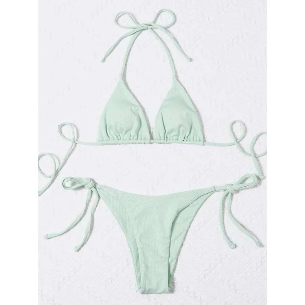 European and American Sexy Three-Point Small Sunken Stripe Split Swimsuit Bikini Bikini