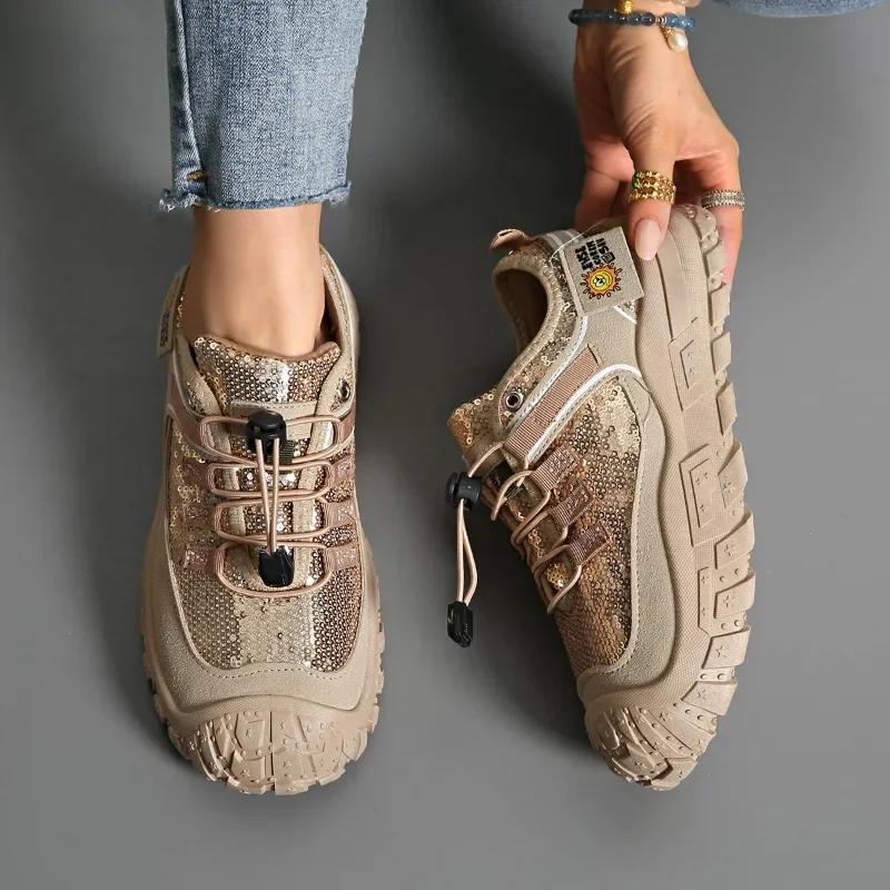 Fashion Women's Outdoor Sports Casual Shoes Thick Bottom Heightening Anti-slip 2025 New Style Leisure Platform Sneakers Plus Size 43