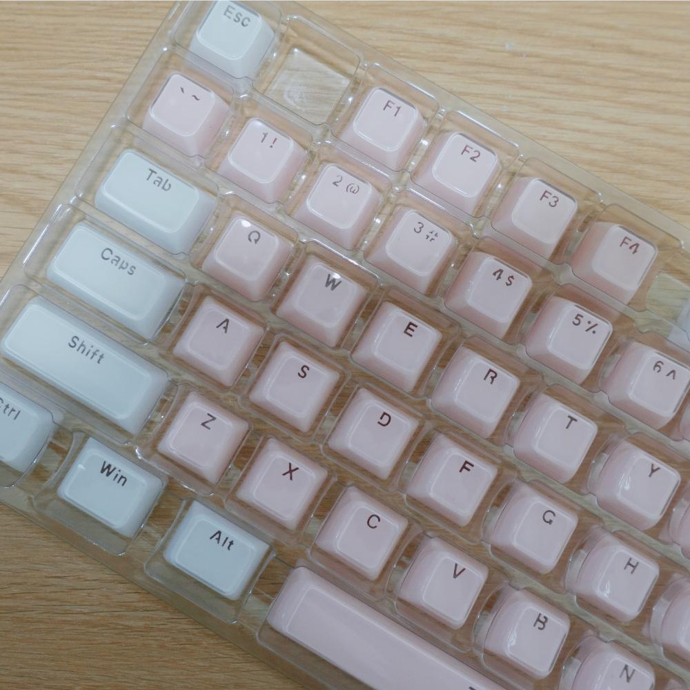 White Pink Jelly Pudding Crystal Transparent MDA Profile Keycap Acrylic Cute 136 key cap Gamer Mechanical Keyboard AJAZZ ak820