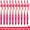 10/100 PCS Roise Retractable Gel Pens Set Black/Red/Blue Ink Ballpoint for Writing Refills Office School Supplies Stationery