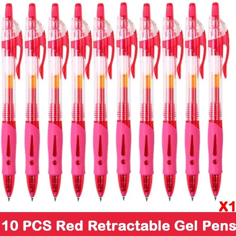 10/100 PCS Roise Retractable Gel Pens Set Black/Red/Blue Ink Ballpoint for Writing Refills Office School Supplies Stationery