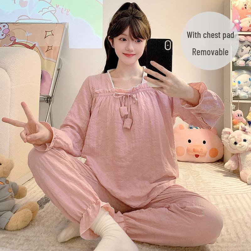 Women's Cloud Cotton Lace Pajama Cardigan Set - Spring & Autumn Collection