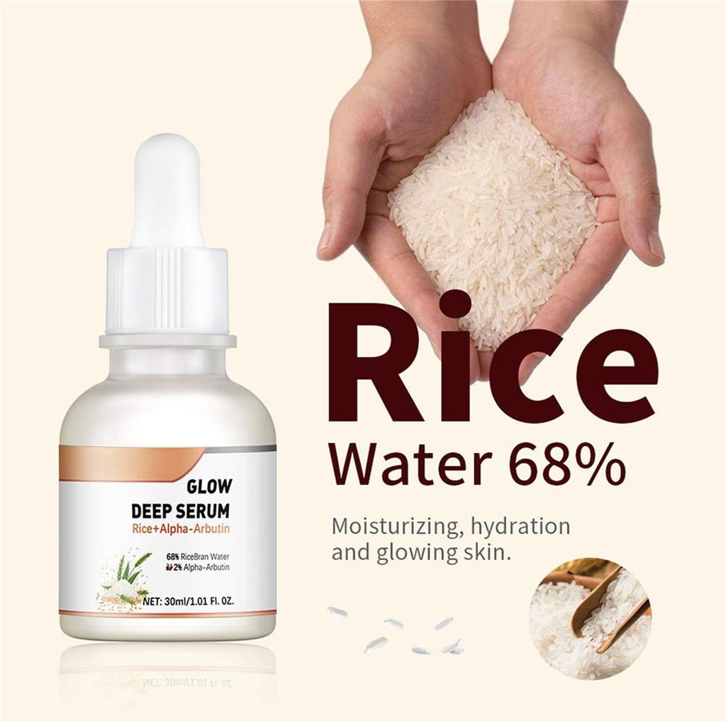 Rice Brightening Serum 0.67 Floz! Formulated With Rice Milk Extract, AlphaArbutin! Fades Scar, Brightens Skin And Even Skin Tone