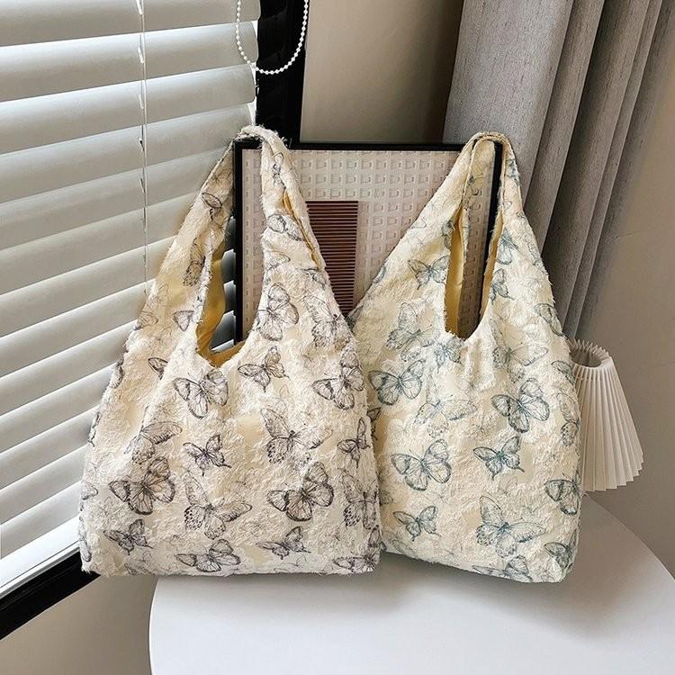 Stylish Korean Lace Butterfly Large Capacity Canvas Tote Bag For Women Ideal For Travel