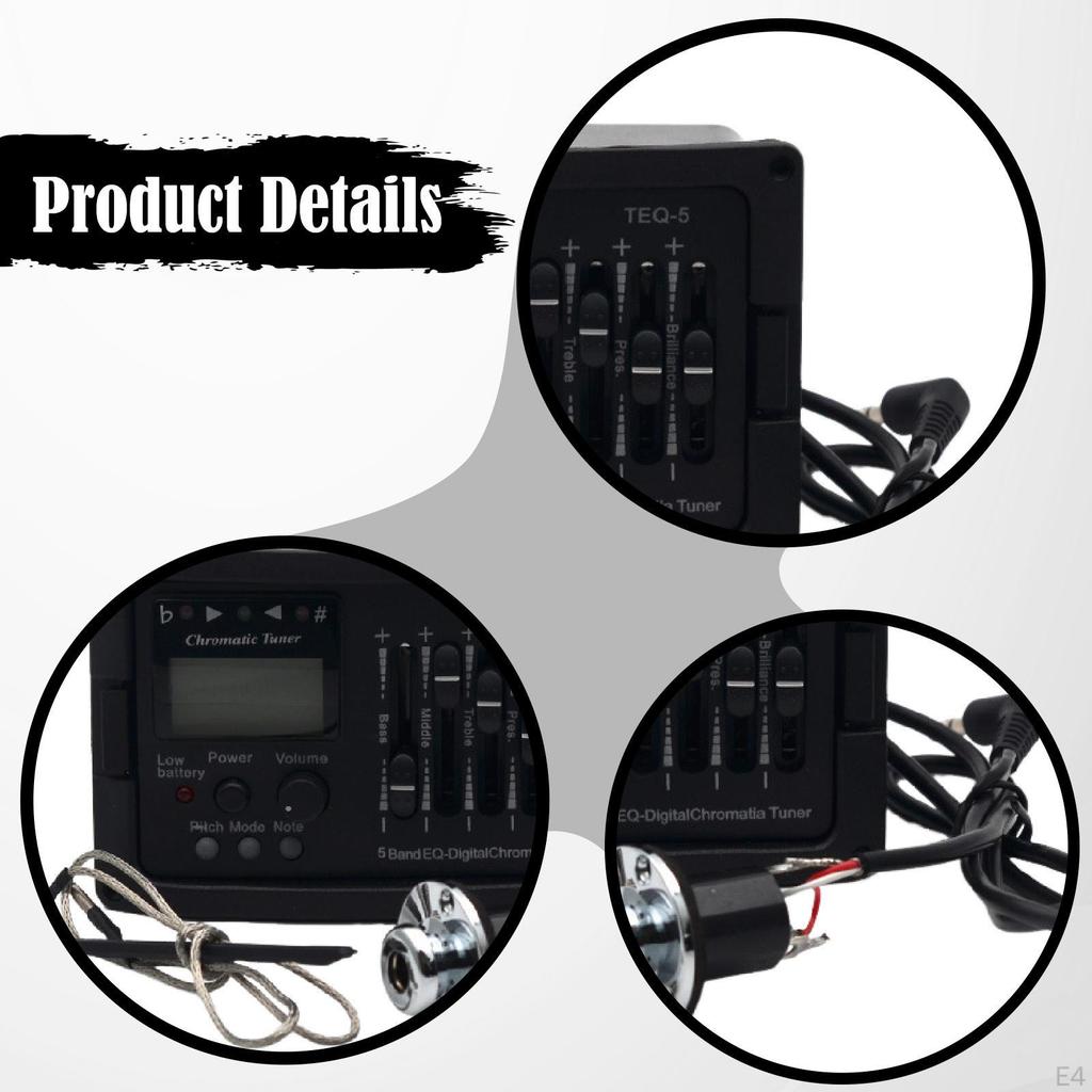 5 Band Acoustic Guitar Preamp Chromatia Blend Tuner Piezo Pickup,Volume Control for