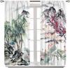 Asian Cherry Blossom Curtains Bedroom Japanese Traditional Landscape Ink Nature Plum Lotus Flower Windo Curtain Polyester Perfect For Sleeping Area