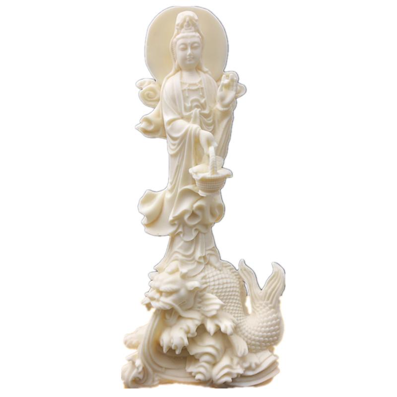 Dragon Fish Guanyin Bodhisattva Characters Statue Chinese Buddha Home Room Office Feng Shui Decorative Statue