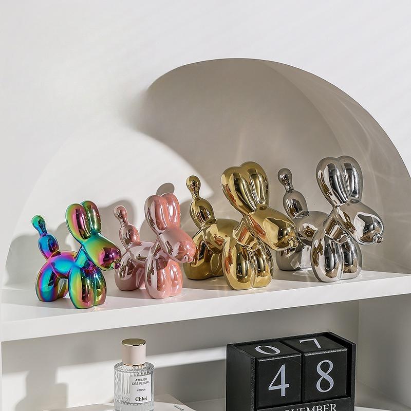 Nordic Ceramic Balloon Dog Abstract Ornament Creative Sculpture Study Room Statue Home Office Accessorie Festival Decoration