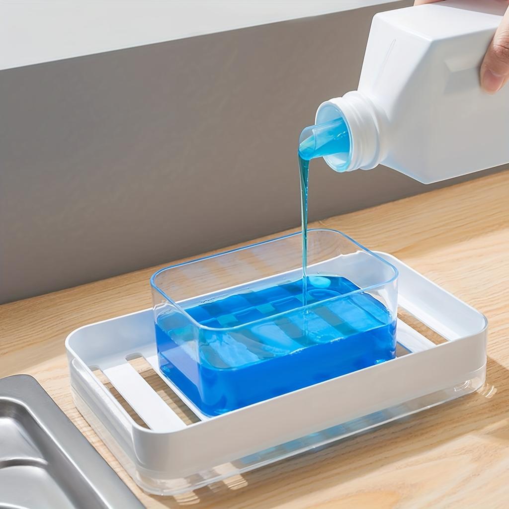 1pc, Press Type Soap Dispenser With A Sponge, Press Soap Box, Kitchen Dishwashing Detergent Liquid Dispenser