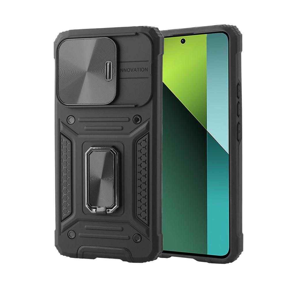 Armored Case for Xiaomi Redmi Note 13 Pro 5G, CamShield Slide, Black + 9H Tempered Glass