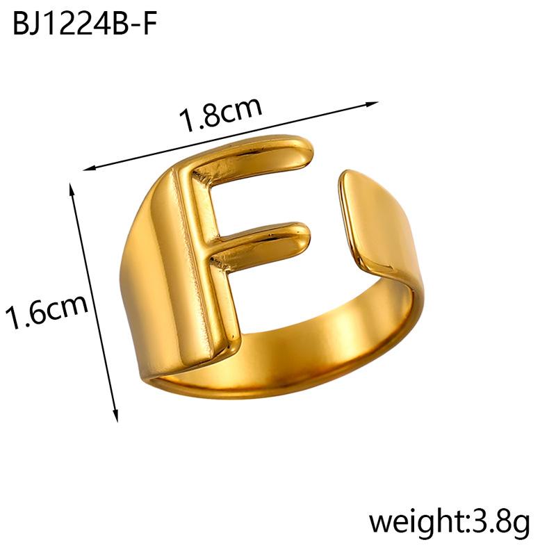 CARLIDANA Designer Initial Letters Alphabet Waterproof Gold Plated Non Tarnish Stainless Steel Fashion Jewelry Rings for Women