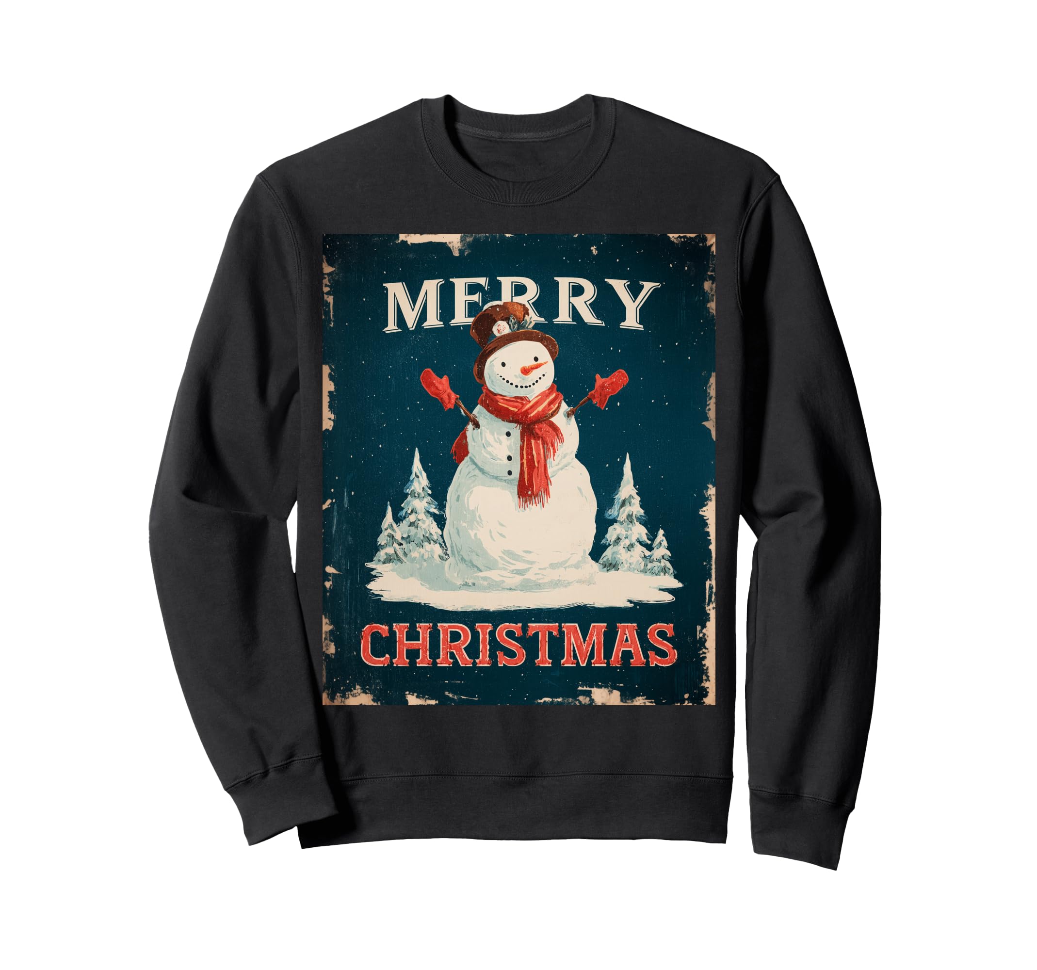 

Snowman Vintage Retro Art Deco Christmas Sweatshirt чорний