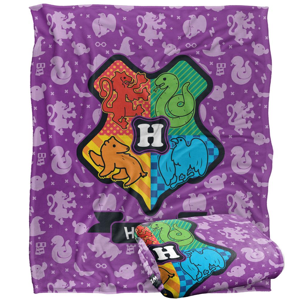 Harry Potter Chibi Hogwarts Crest Blanket