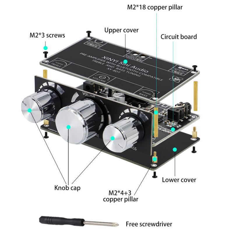 Tone Preamplifier Bluetooth-Compatible 5.1 Board Audio NE5532 Equalizer Wireless Receiver Preamp Aux Pre Amplifier Aux DC5-24V