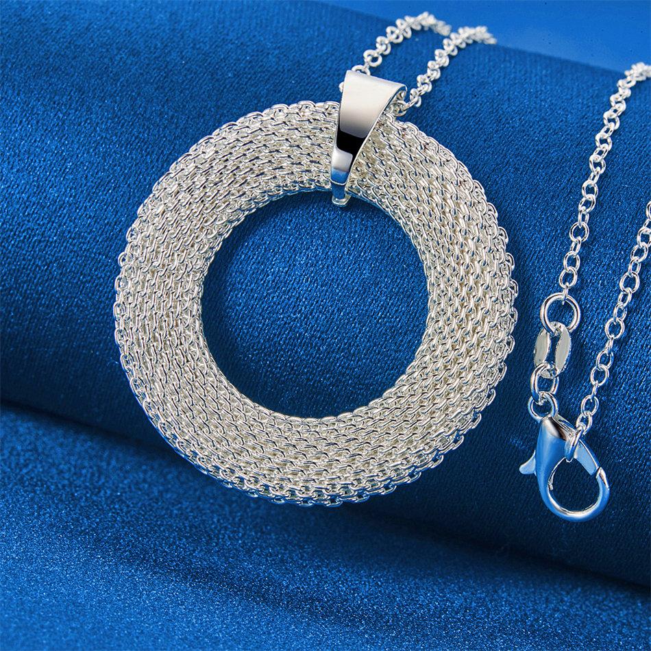 925 sterling silver 16-30 inch exquisite round woven pendant necklace, women's jewelry party gift, fashionable wedding