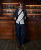 MAGOODGAN Chino 7708 Single-Pleat Linen Denim Balloon Fit Dark Indigo Half-Banding Denim Pants