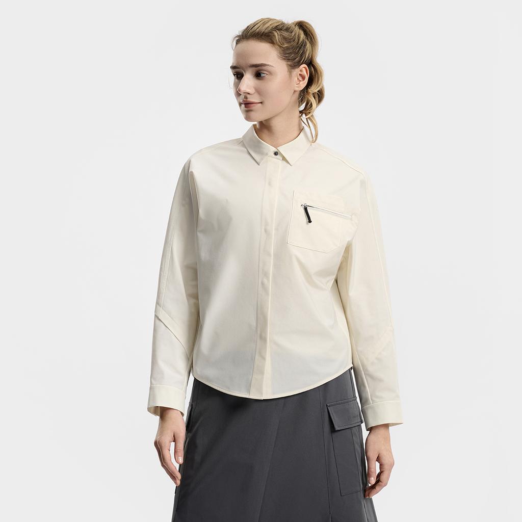 FILA Urban Explore Fashion Minimalist Classic Outdoor Casual Versatile Comfortable Woven Loose Long Sleeve Shirt Women shirts A11W618401FIV