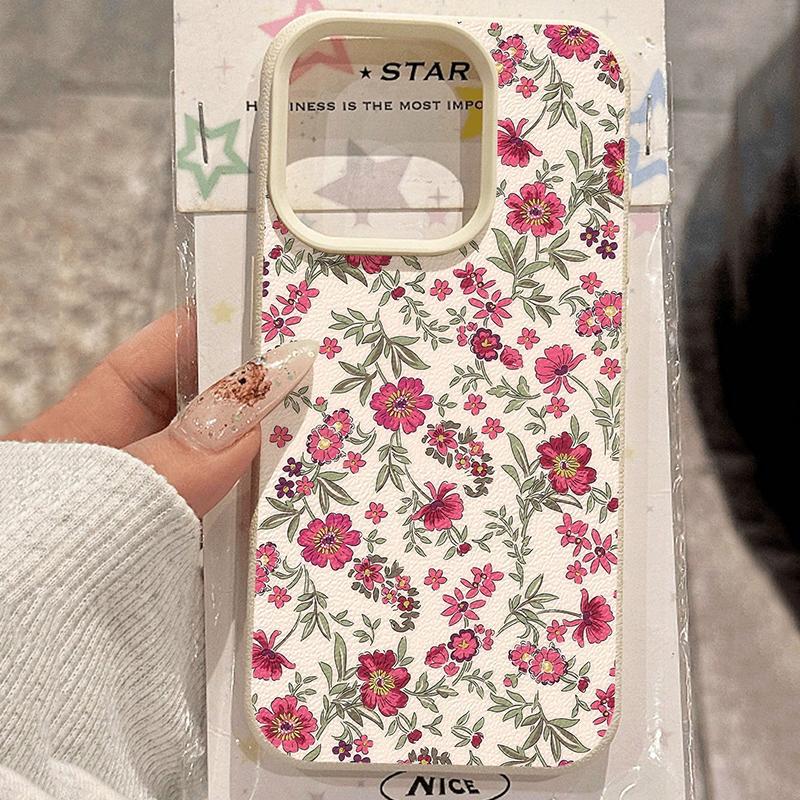 Vintage Floral Pattern Phone Case For iPhone 17 16 15 14 13 12 11 Pro Max XS X XR 16E 16 Plus 17 Air Shockproof Soft Lichi Cover