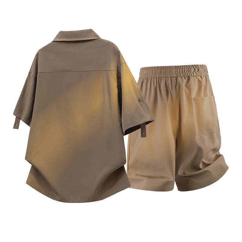 Men's Ultra-Thin Ice Silk Shirt Set - Trendy Summer Two-Piece Casual Short-Sleeve.