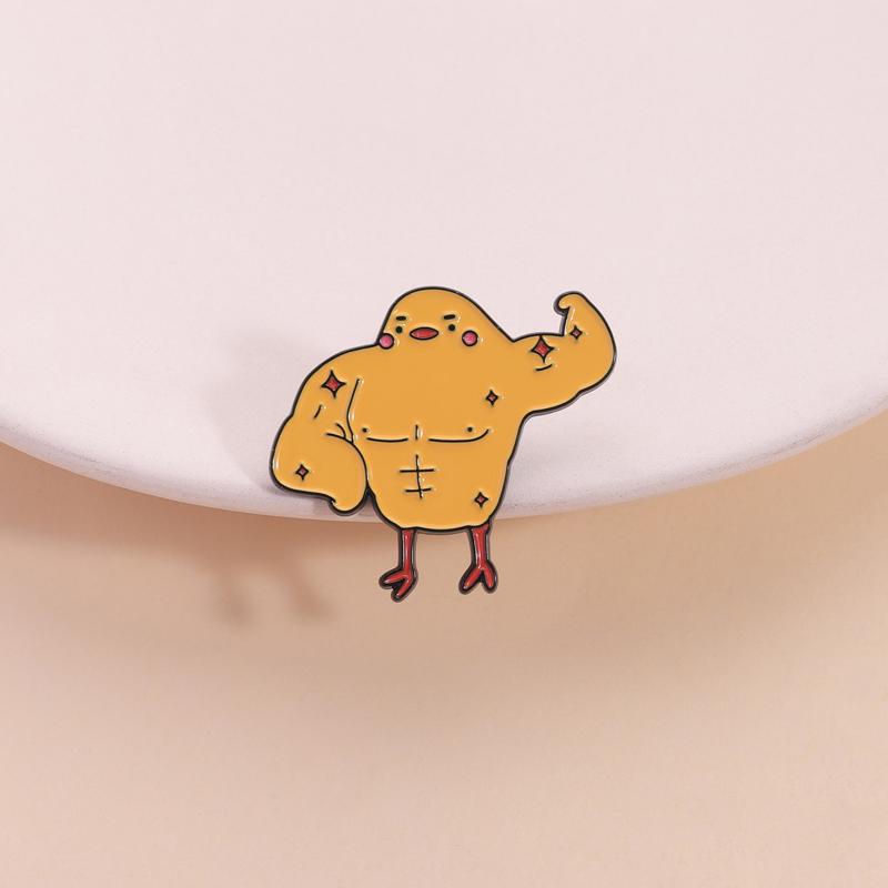 Fitness Muscle Chick Enamel Pins Custom Funny Strong Animal Brooches Lapel Badges Clothes Jewelry Gift for Friends