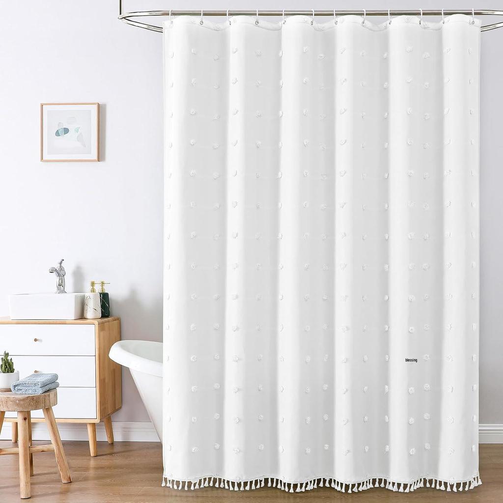 Hydrangea Floral Tassel Shower Curtain: Elegant Style for Home & Hotel Bathrooms