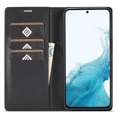 LC.IMEEKE For Samsung Galaxy S24 FE Case Carbon Fiber Texture Phone Cover Stand Card Holder