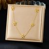 Trendy Gold-Plated Flower Pendant Necklace Set with Diamond Inlay
