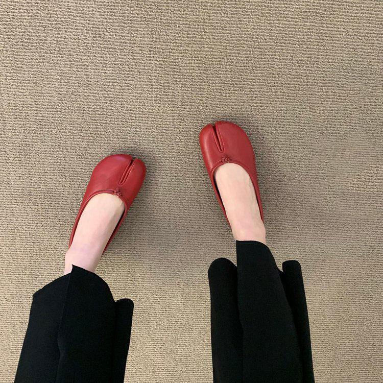 

Женские балетки с разделителем для пальцев, туфли-лоферы, мягкие мокасины, повседневная обувь 35 красный