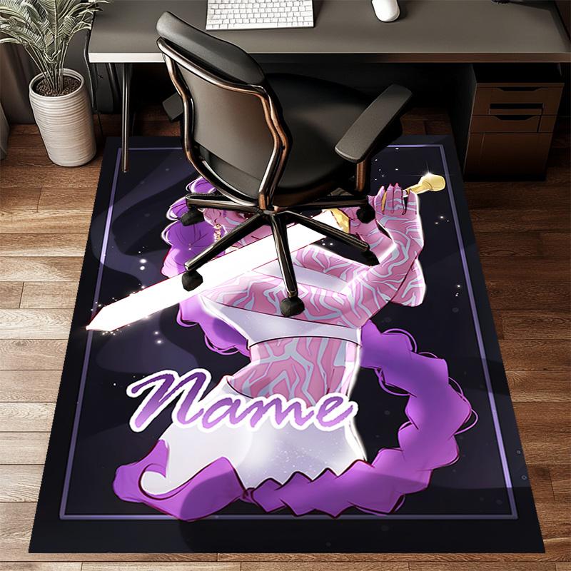 Custom KPop Demon Hunters Mat Personalized Name, Polyester Washable Indoor Entryway Rug, Gift for Christmas, Easter, Thanksgiving Day