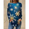 Camiseta de manga larga con cuello redondo y estampado 3D de copos de nieve con temática navideña, ropa de moda para mujer, ropa informal Y2K, ropa Harajuku para mujer