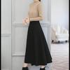 Mittellanger elastischer Rock im koreanischen Stil mit hoher Taille für Damen