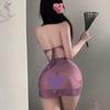 Sex Underwear Pure Desire Purple Cheongsam Sexy Female Antique Butterfly Love Flower Perspective Strap Uniform