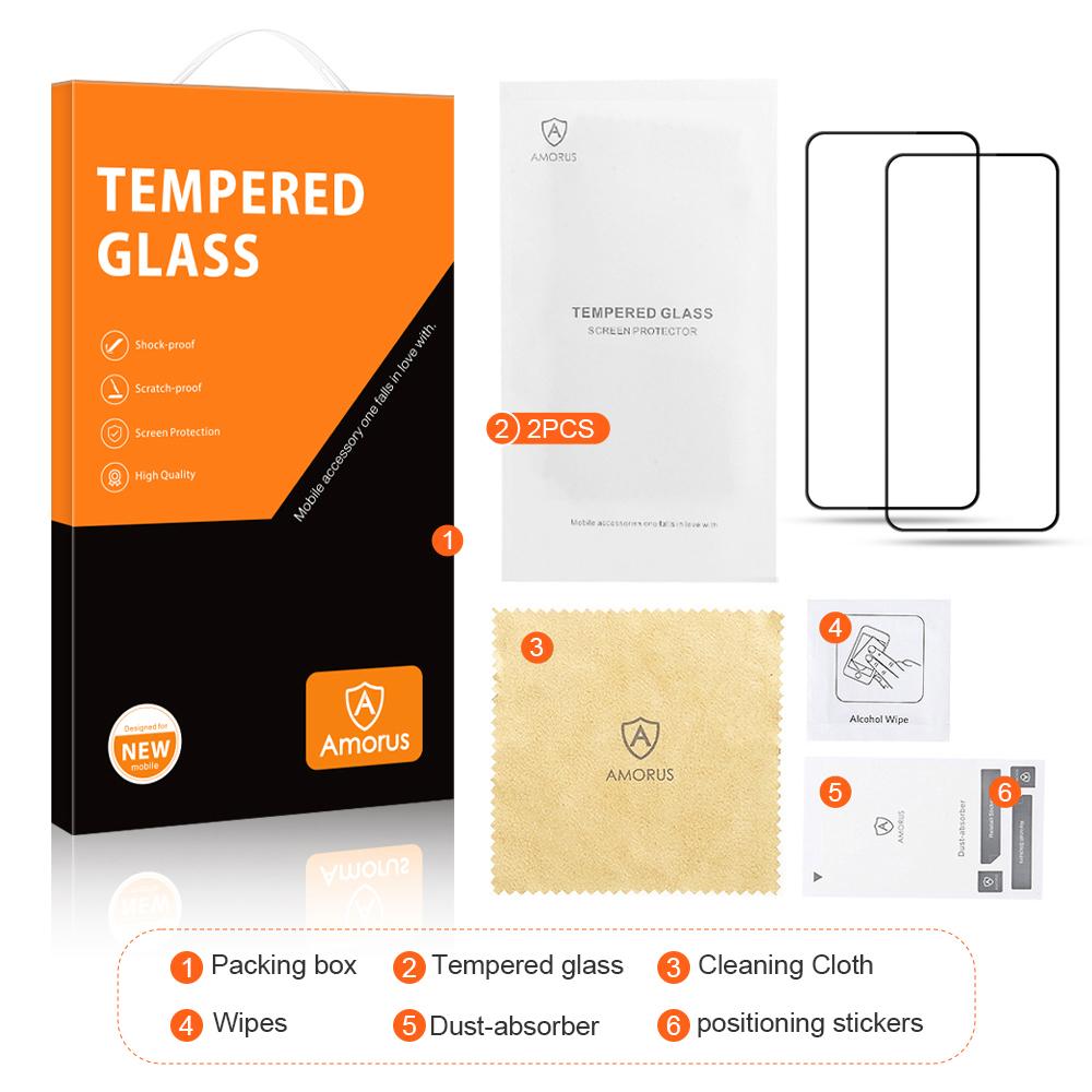 AMORUS 2Pcs For Realme 14 5G/14T 5G Screen Protector Shatterproof Silk Printing Tempered Glass Film