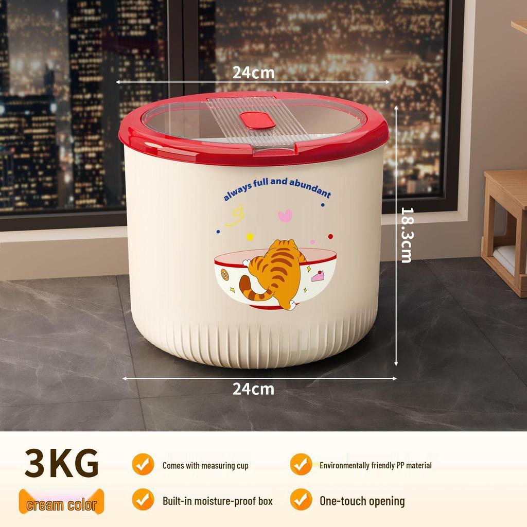 Moisture-Proof Cat & Dog Food Storage Bucket - Food-Grade, Sealed Container for Grain, Rice & Pet Food.