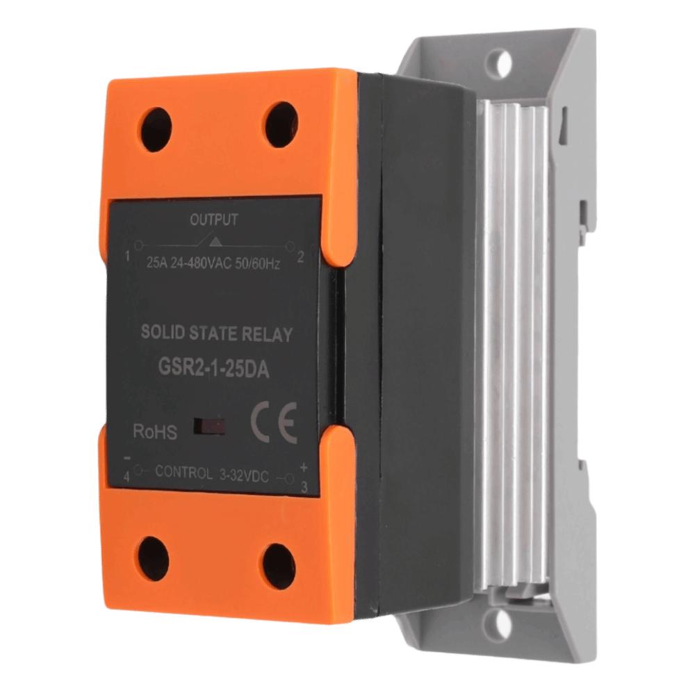 

GSR2-1-25DA Solid State Relay Input DC 3‑32V to Output AC 24‑480V DC Control AC Solid State Relay Controller with Radiator GSR2-1 25DA