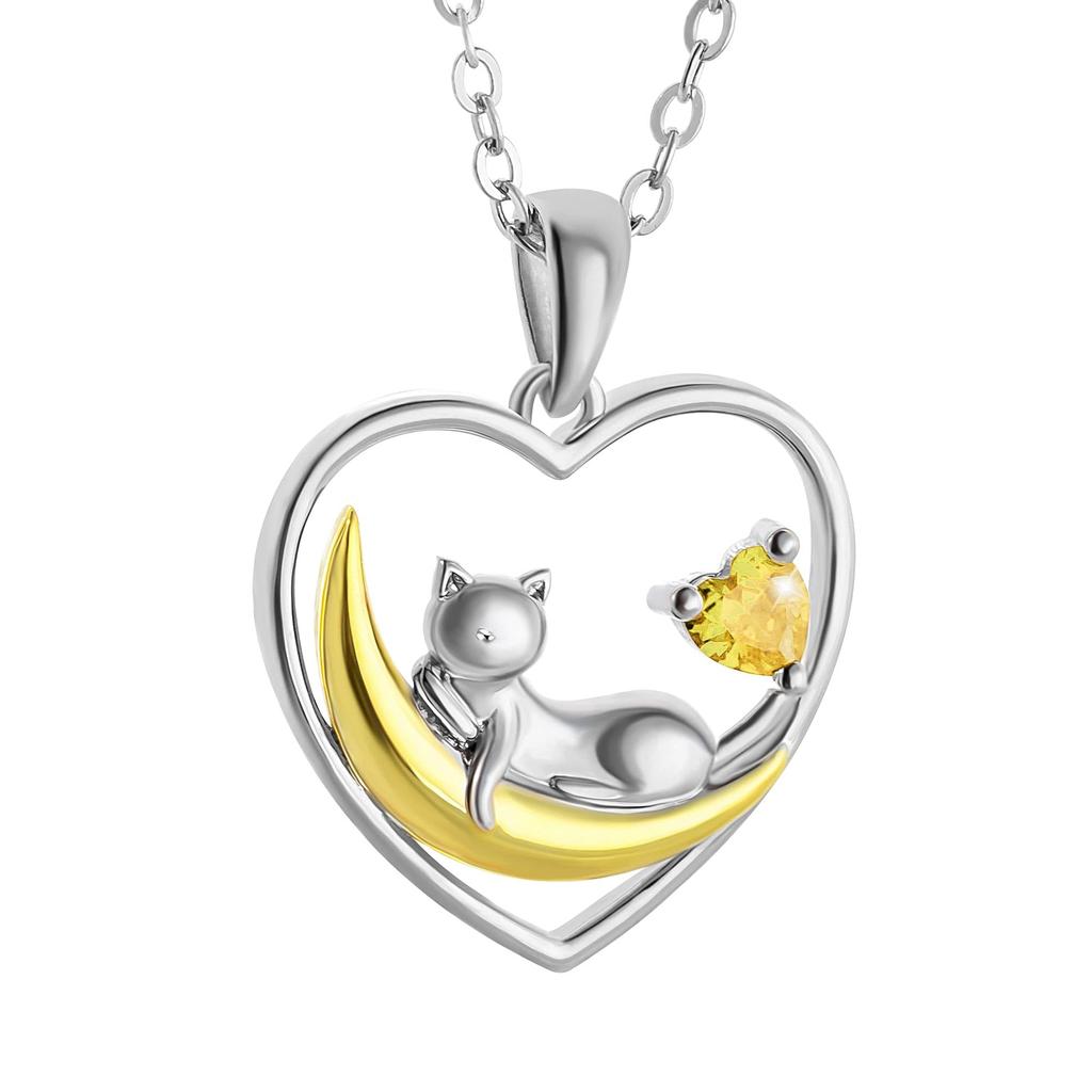 Birthstone Necklace for Natural Garnet Cat Lover Metal Allergy Wedding Anniversary Wedding Anniversary Wife [AILIN] Women, Pendant, Heart, Birthstone,