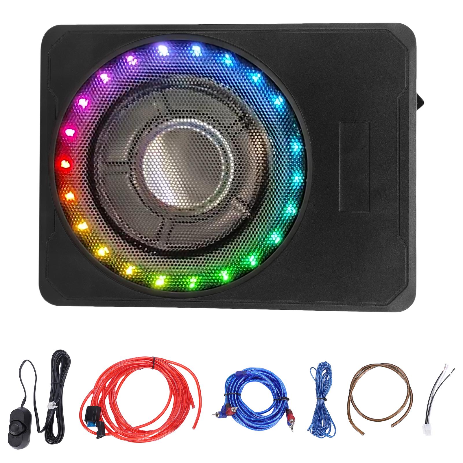 

10 Under Seat Car Subwoofer with Amplifier, Slim Amplified Subwoofer with Wiring Kit for Trucks, RV, Boat