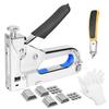 Odowalker Hand Nail Replacement Needle Capacity Power Cord Nail Gun for DIY with Staple Puller 3-in-1 Tacker, Gun, 3000-Piece (U-Shaped, T-Shaped),