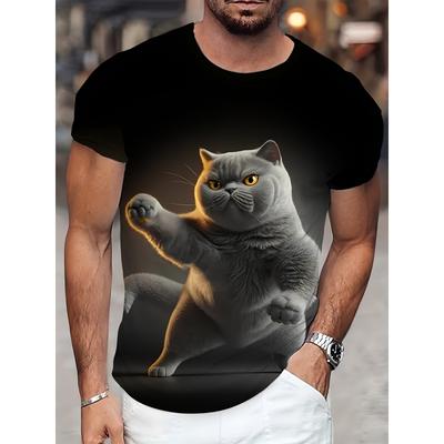 Camiseta estampada em 3D Fat Cat Bread para homens, camisetas engraçadas com estampa de animais fofos, camisetas casuais femininas, grandes e com gola redonda