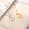 Stainless Steel Moon Pendant Necklace Ayatul Kursi Crescent Clavicle Chain Arabic Religious Islamic Choker Jewelry Gift
