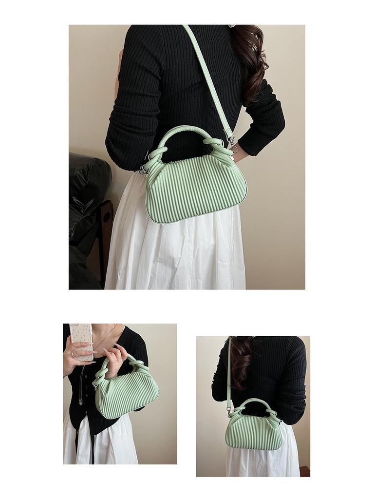 Versatile Striped Pleated Handbag - Women's 2025 Fashion Small Square Shoulder Bag